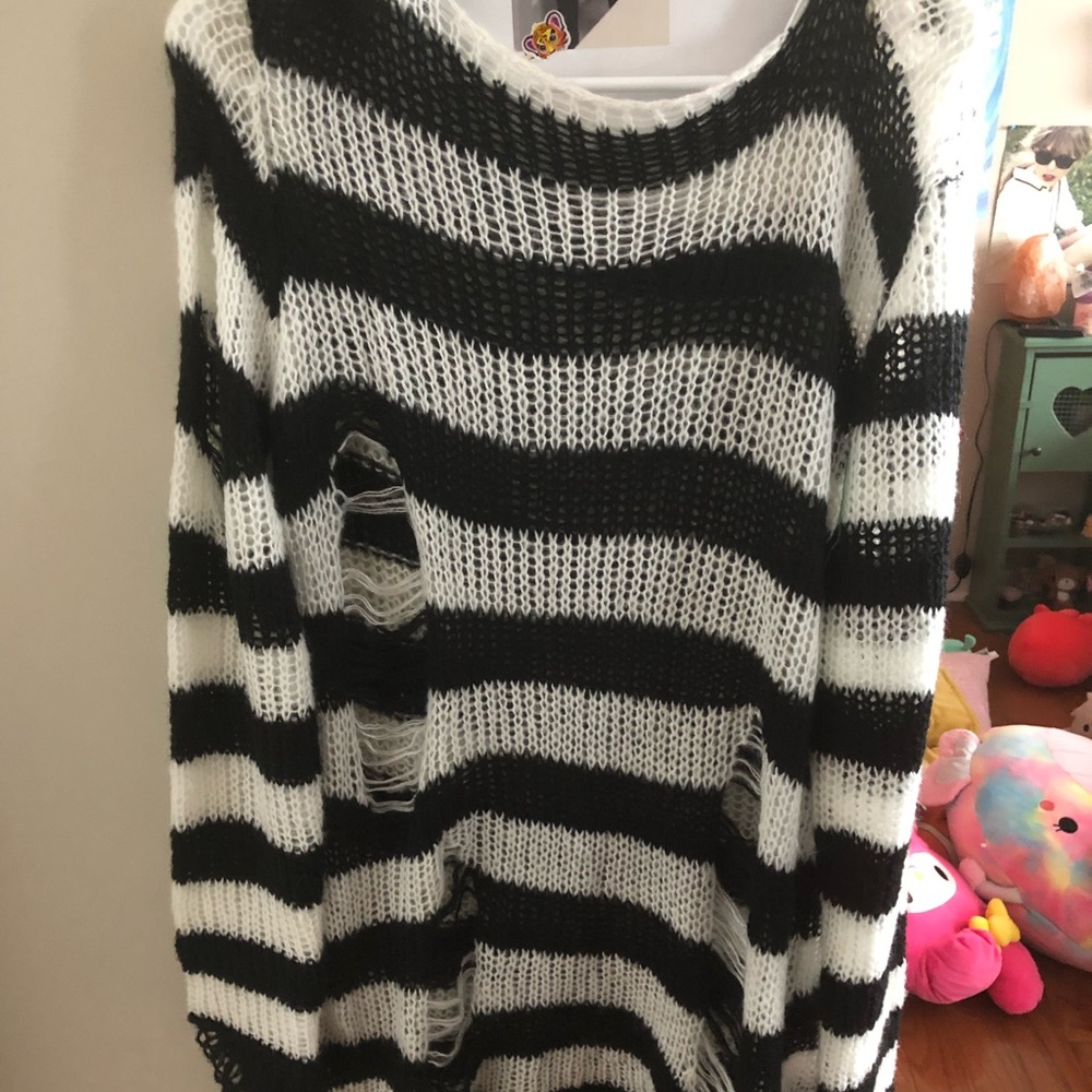 mall goth striped sweater